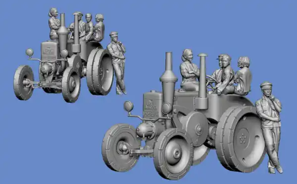 NEW! Germania-Figuren 72-CIV-0018 Farmers On Their Tractors 1930-1940 Meilleur Prix
