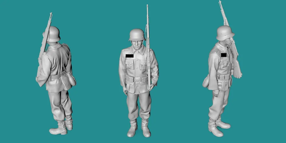EMP3D 99200105-25 Niemiecki żołnierz - stojący na baczność (1 Figurka) Prix Cassé