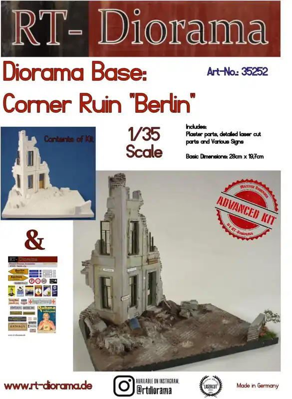 Top Vente RT-Diorama 35252 Diorama Base Corner Ruin Berlin