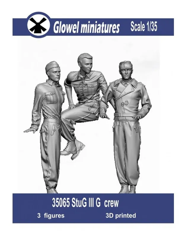 Glowel Miniatures 35065 StuG IIIG Crew (3 Figures, 3D Printed) Vente Flash