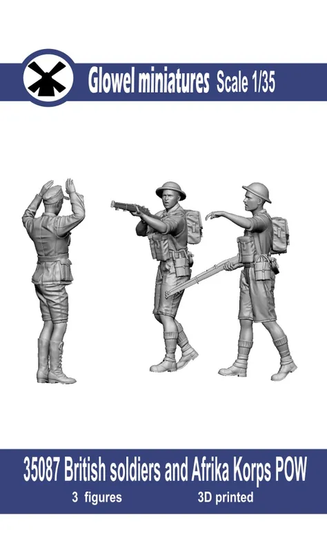 Glowel Miniatures 35087 British Soldiers and Afrika Korps POW (3 Figures / 3D-Printed) Réduction
