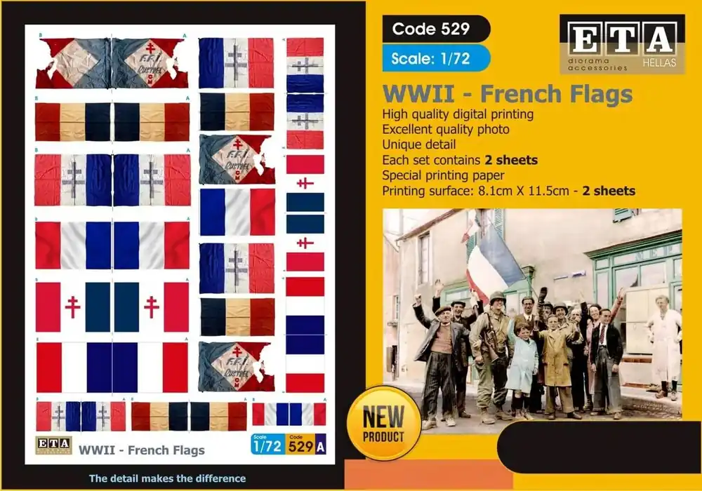 ETA DIORAMA ACCESSORIES 529 France WWII Flags Nouveauté