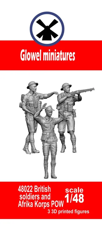 Acheter Direct Glowel Miniatures 48022 British Soldiers and Afrika Korps POW (3 Figures / 3D-Printed)