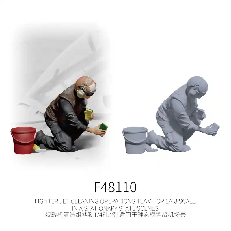 Galaxy-Model F48110 Fighter Jet Cleaning Operations Team In A Stationary State Scenes No. 3 Nouvelle Collection