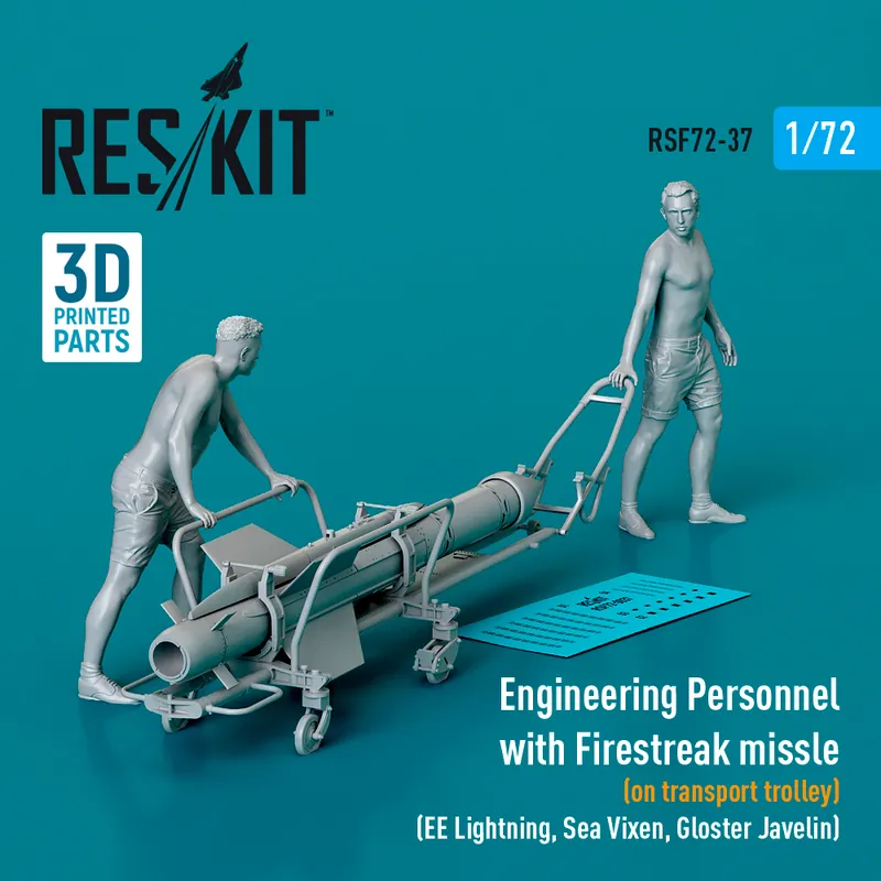 RES/KIT F72-0037 Engineering Personnel With Firestreak Missle (On Transport Trolley) (EE Lightning, Sea Vixen, Gloster Javelin) (1pc) (3D Printed) Dernier Modèle