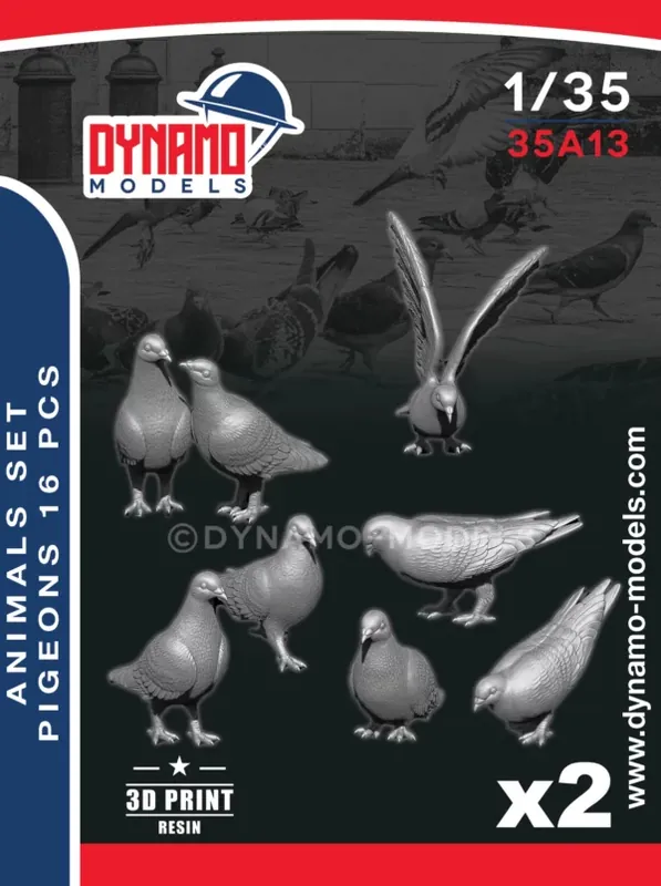 Dynamo-Models 35A13 Pigeons - Animal Set (3D-Printed) Authentique