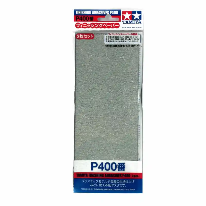 Produit De Marque 3 papiers à poncer souple P400 pour finition - TAMIYA 87054