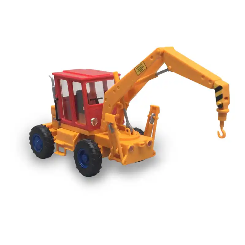 Expédition Rapide Tracteur TIH 445 avec crochet de grue, Orange & Rouge - BUSCH 54401 - HO 1/87