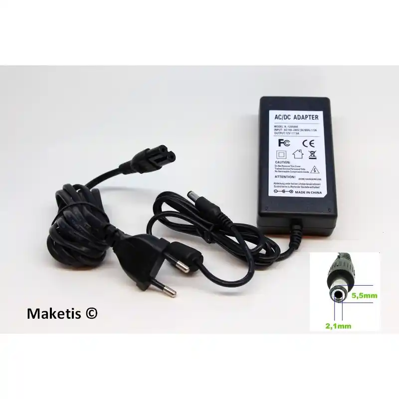 Alimentation à découpage 220/12V CC 5A prise 5,5 x 2,1mm Commander Maintenant