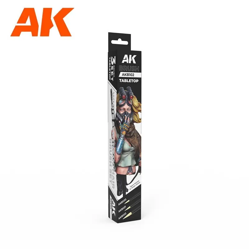 Nouvelle Collection Set de 3 pinceaux Tabletop spécial figurines AK Interactive AKB102