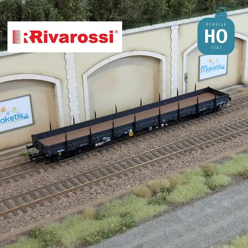 Wagon plat à ranchers type Res gris foncé DB AG Ep VI HO Rivarossi HR6670 Offre Exclusive