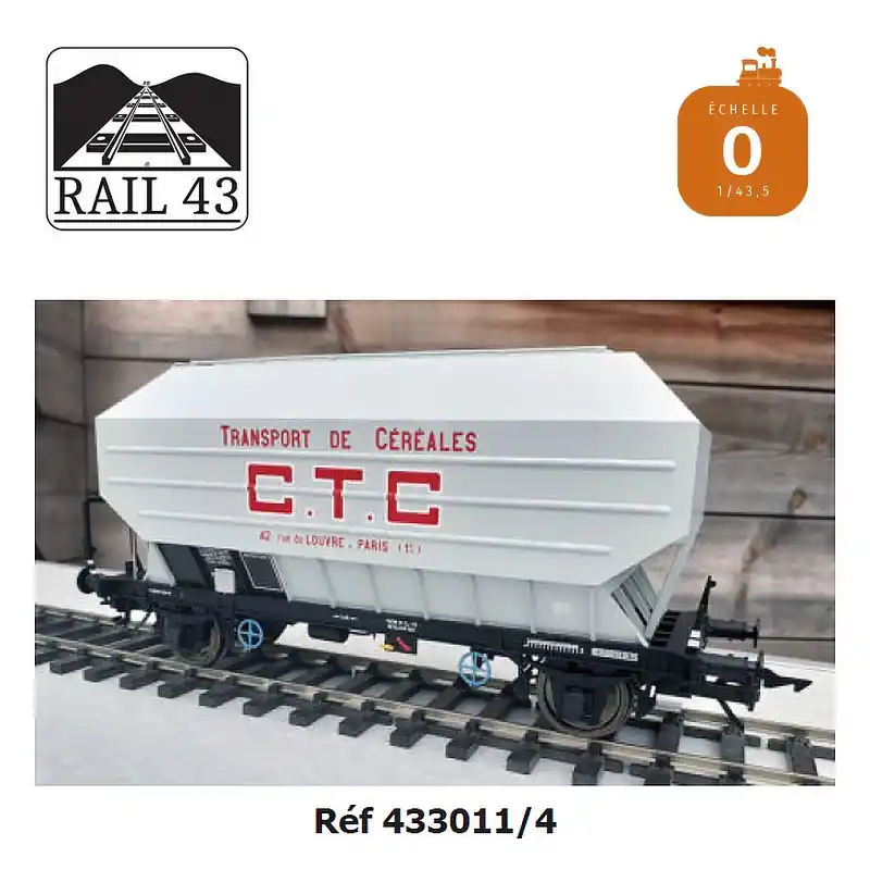 Wagon céréalier B. Richard CTC gris clair boite d‘essieux OCEM SNCF Ep IV O Rail 43 433011/4 Réduction