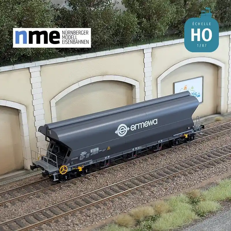 Wagon céréalier Tagnpps 101m3 ERMEWA gris foncé Ep VI HO NME 514612 Livraison Express