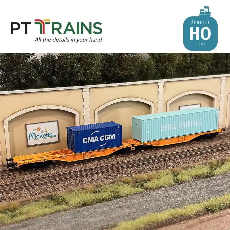 Expédié Aujourd'hui Wagon plat Sggmrss 90 Continental Rail / Wascosa +containers CHINA SHIPPING + CMA-CGM EP VI HO PT TRAINS 100521