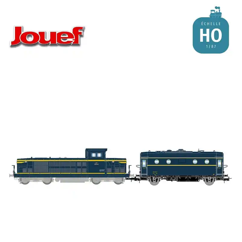 Locomotive diesel 040 DG-18 + fourgon-chaudière 800 kg/h SHmfp 568 SNCF Ep III Digital son HO Jouef HJ2473S Certifié