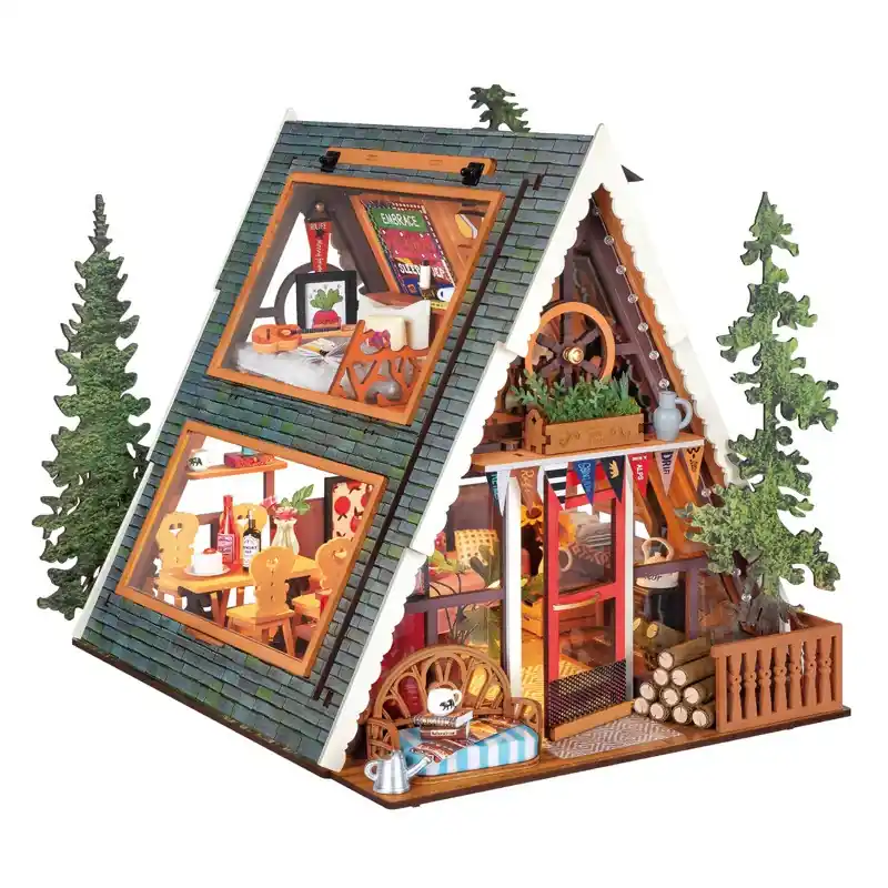 Puzzle 3D en bois A-Frame Cabin - Rolife Solde