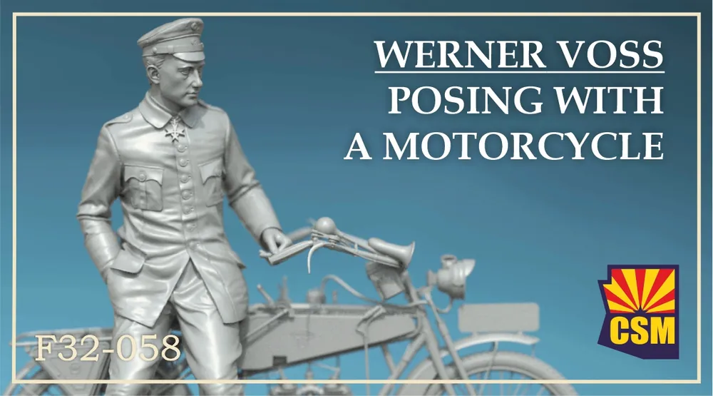 Petit Prix Copper State Models F32-058 Werner Voss Posing With A Motorcycle (Motorcycle Not Included)