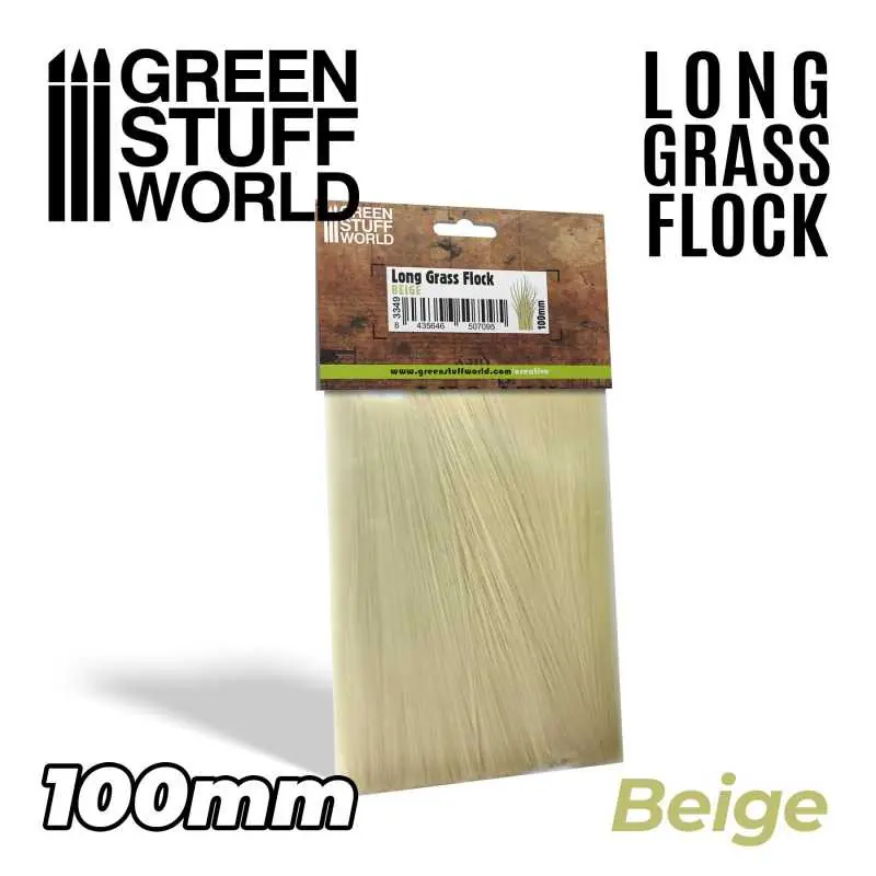 Haute Qualité Green Stuff World 3349 Long Grass Flock 100mm - Beige