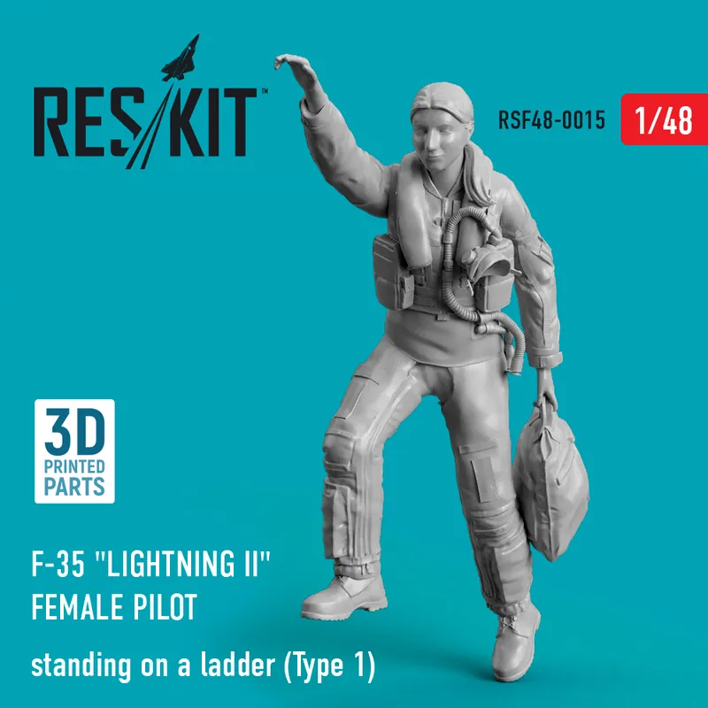 DISCONTINUED RES/KIT F48-0015 F-35 ‘Lightning II‘ Female Pilot Standing On A Ladder (Type 1) Retour Gratuit