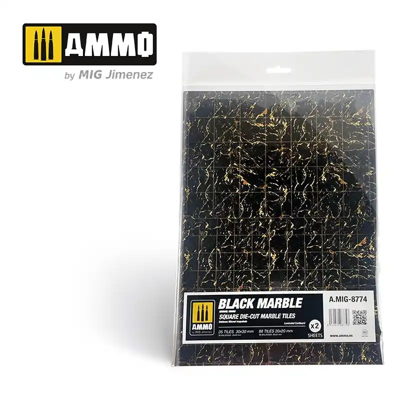 AMMO of Mig Jimenez 8774 Black Marble - Square Die-Cut Tiles Prix Promo