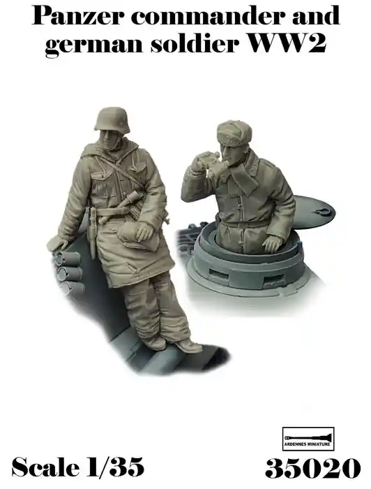 Ardennes Miniature 35020 Panzer comm. and german soldier WW2 2 Authentique