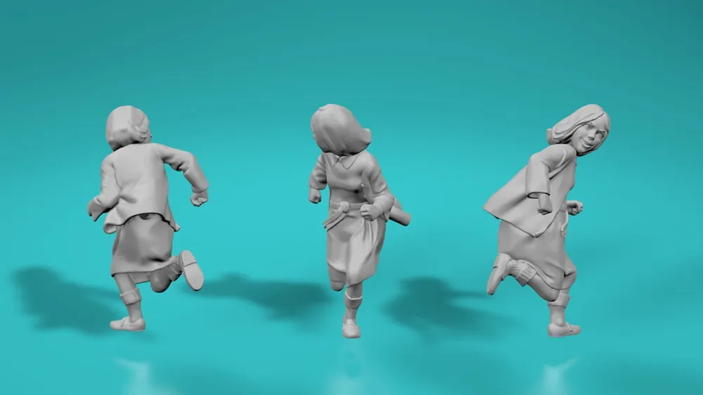 Dernier Modèle EMP3D 99204824-25 Dzieci - dziewczyna biegnąca 2 (Poza nr 5 / 1 Figurka)