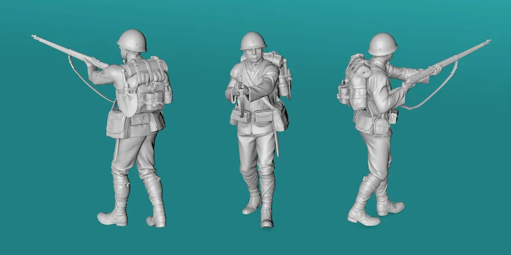 Commande En Gros EMP3D 99202615-25 Żołnierz japoński 2WŚ - idący - Wersja 7 (1 Figurka)