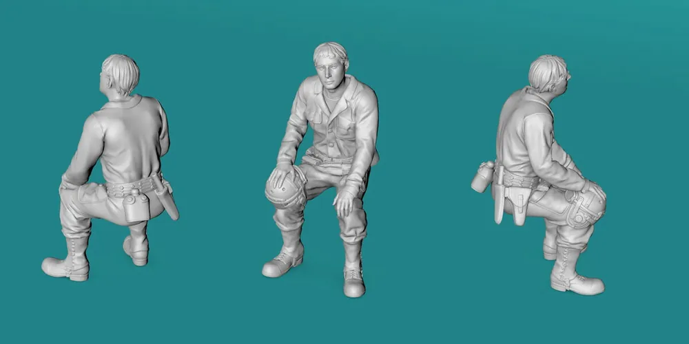 EMP3D 99201127-25 Amerykański czołgista 2WŚ - siedzący - Wersja 1 (1 Figurka) Achat Immédiat
