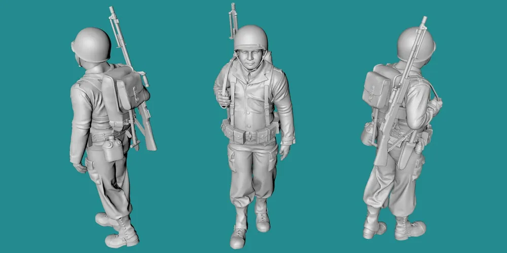 EMP3D 99201122-35 Amerykański żołnierz 2WŚ - idący z KMem (1 Figurka) Seulement Aujourd'hui