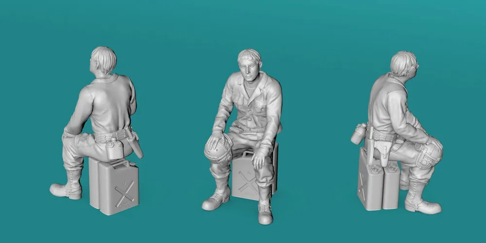 Affaire À Saisir EMP3D 99201130-35 Amerykański czołgista 2WŚ - siedzący - Wersja 1 + Kanistry (1 Figurka)