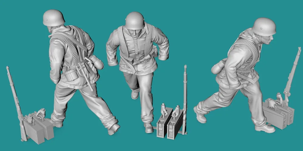 Populaire EMP3D 99200104-25 Niemiecki spadochroniarz - niosący amunicję (1 Figurka)