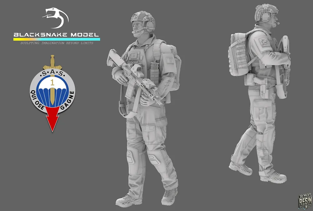 Nouvel Arrivage BlackSnake Model SAS-02-16 French Modern SAS - 1st Marine Infantry Parachute Regiment Soldier 2 (1 Figure)