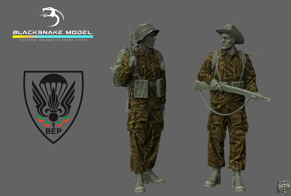 Vente Flash BlackSnake Model BEP-03-04-16 1st Foreign Parachute Battalion in Indochina War - Soldiers No.3 and No.4 (2 Figures)