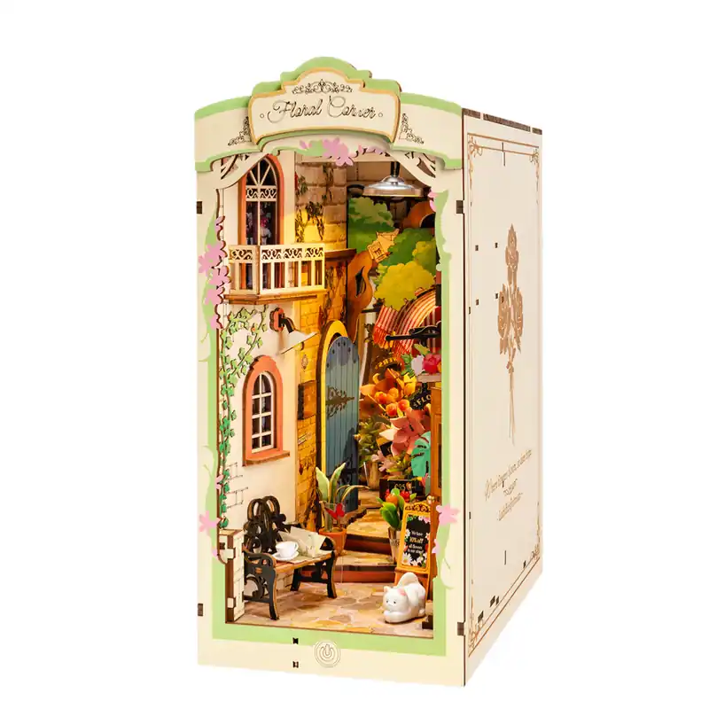Kit Maquette Book Nook à fabriquer Floral Corner 19x11x24 cm TGB09 Serre-livres Ruelle Fleurie 3D miniature Rolife Certifié