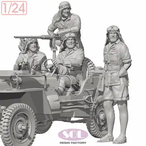 SOLMODEL MM986 British WWII SAS 1/4 Ton Patrol Car Crew (4 Figures) Authentique