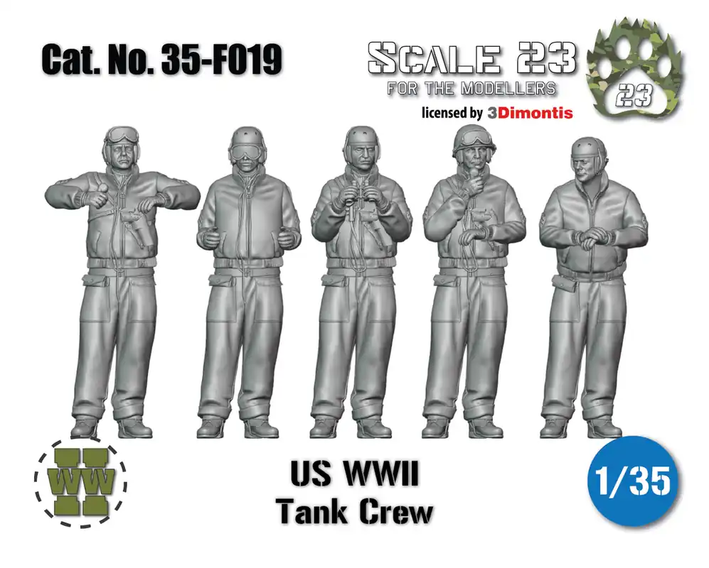 Prix Cassé Scale23 35-F019 US WWII Tank Crew (3D-Printed)