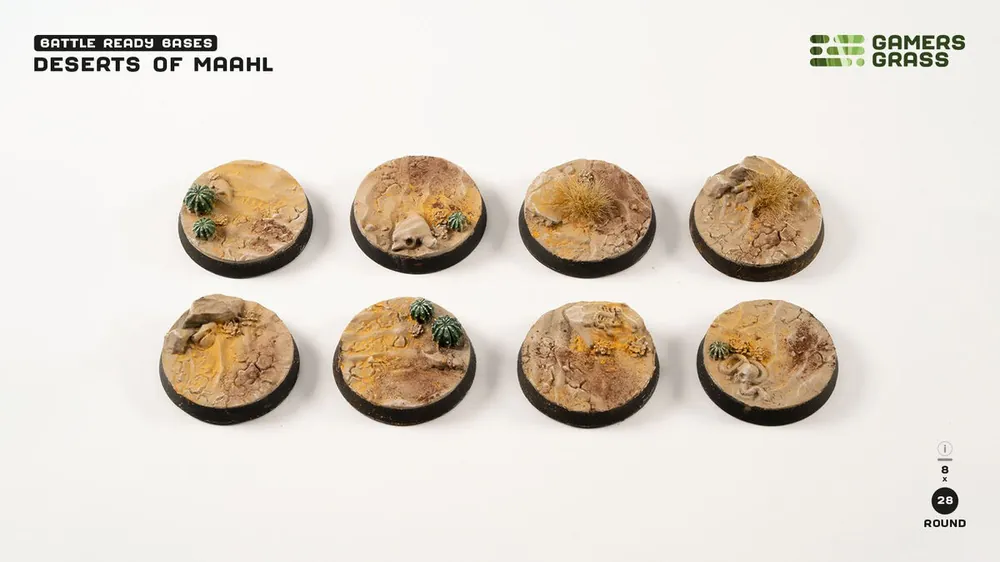 Vente Flash GamersGrass GGB-DR28 Deserts Of Maahl Bases - Round 28mm (x8)