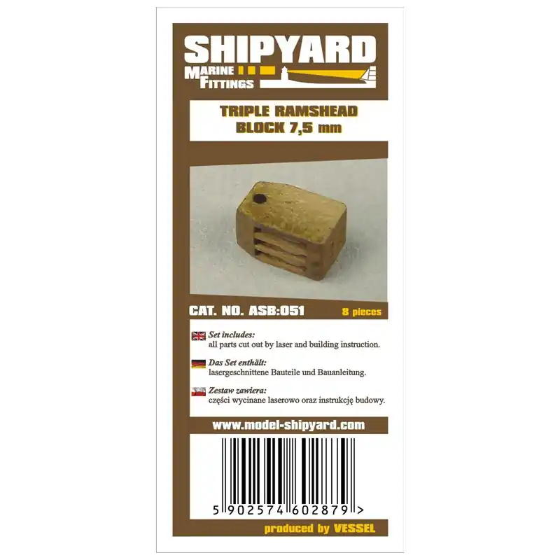 ShipYard ASB051 Triple Ramshead Blocks 7,5mm Super Prix