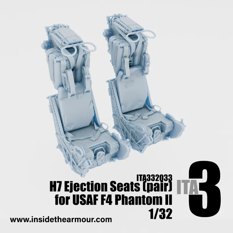 NEW! Inside the Armour ITA332033 USAF Phantoms - 3D-Printed H7 Seats / 2 Paired Seats (for Tamiya, Academy, Revell, Redpill Kits) Commande En Gros