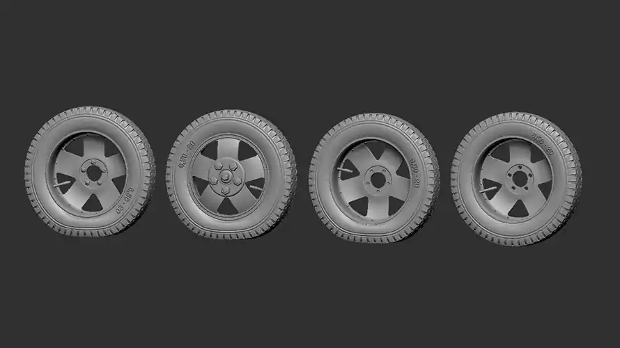 NEW! Firma49 T073-72 GAZ-AAA - Wheels Set (7 pcs / Deflated) Affaire À Saisir