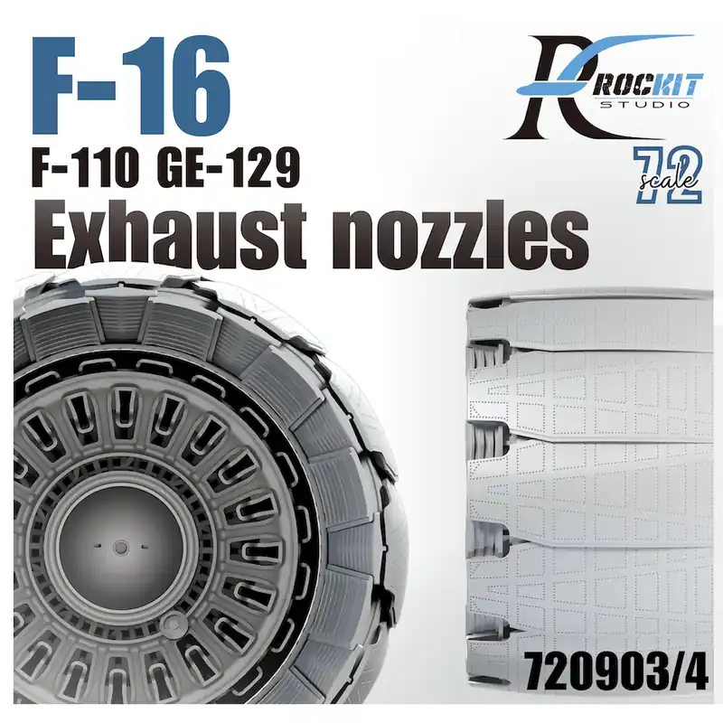 NEW! ROCKIT Studio 720904T Lockheed Martin F-16 - F-110 GE-129 Exhaust Nozzles CLOSED (for Tamiya Kits / 3D-Printed) Top Vente