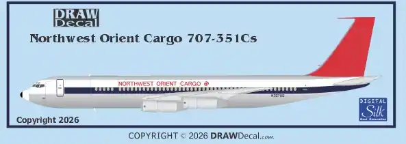 NEW! Draw Decal 10-707-04C Boeing 707-351Cs - Northwest Orient Cargo Quantité Limitée