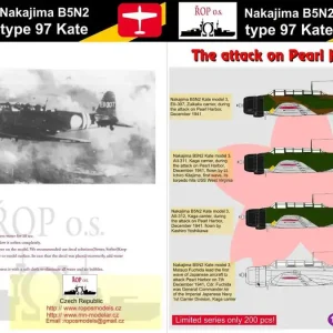 Ropos Models MNFDL48050 Nakajima B5N2 type 97 Kate - The attack on Pearl Harbour Meilleur Choix