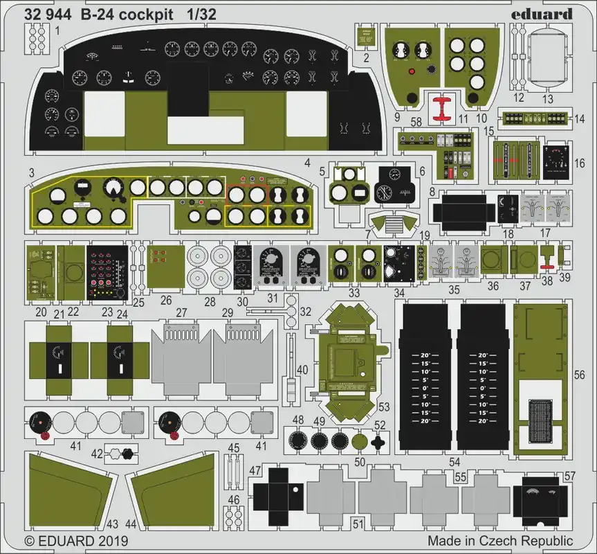 Réduction Eduard 32944 B-24 cockpit HOBBY BOSS