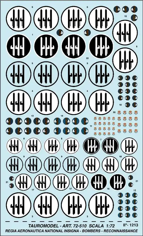 Réduction TAURO MODEL 72-510 SM.79 / CA-311 / CA-313 / CA-314 - Regia Aeronautica National Insignia