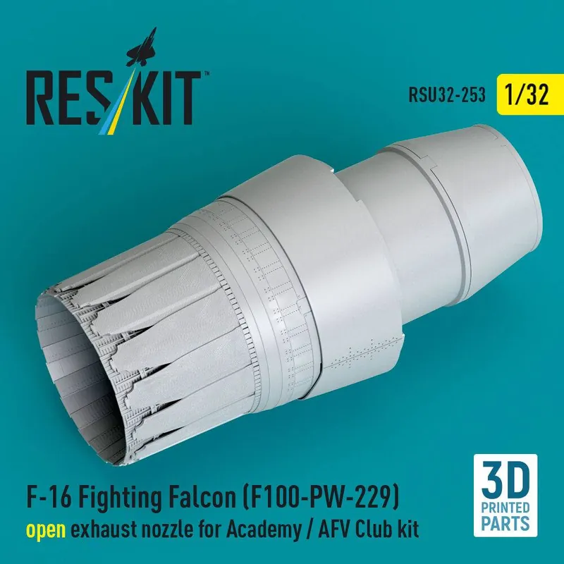 RES/KIT U32-0253 Lockheed Martin F-16 Fighting Falcon - F100-PW-229 Open Exhaust Nozzle (for Academy and AFV Club Kits / 3D-Printed) Retour Gratuit