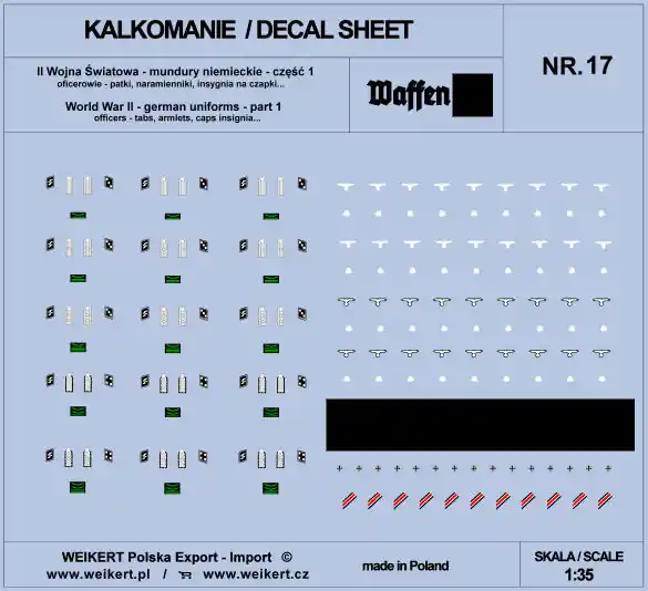 Prix Promo Weikert Decals DEC217 Mundury niemieckie - patki, naramienniki, insygnia na czapki - WAFFEN SS - ver.1 - vol.17