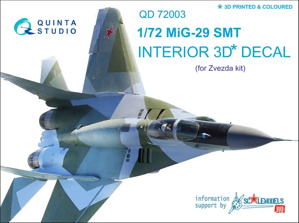Nouvelle Collection Quinta Studio QD72003 MiG-29 SMT 3D-Printed & coloured Interior on decal paper
