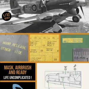 1 Man Army 32DET060 Hawker Typhoon Mk Ib ‘Car Door‘ - Airbrush Maks Set (for Airscale Kits) Petit Prix