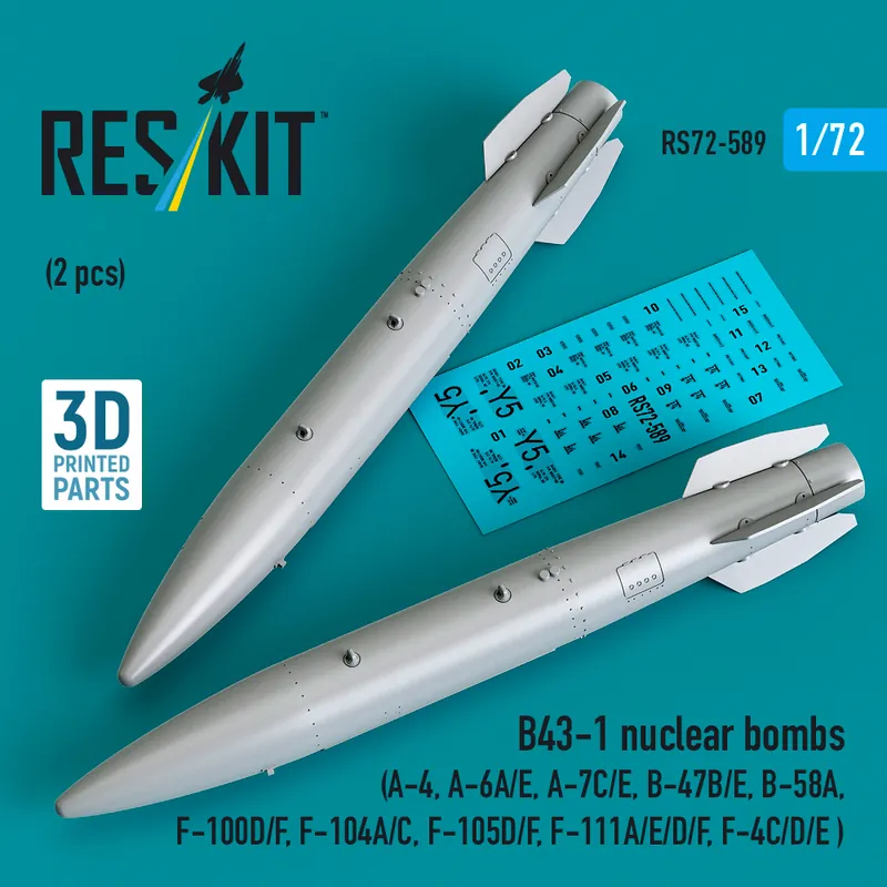 RES/KIT 72-0589 B43-1 Nuclear Bombs (2 pcs / 3D Printed) Meilleur Choix